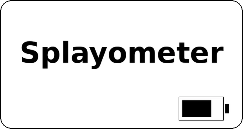 Startup screen showing the Splayometer name and battery level
