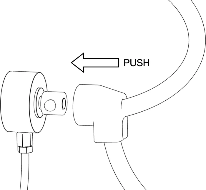 Pushing the hand loop attachment onto the load cell